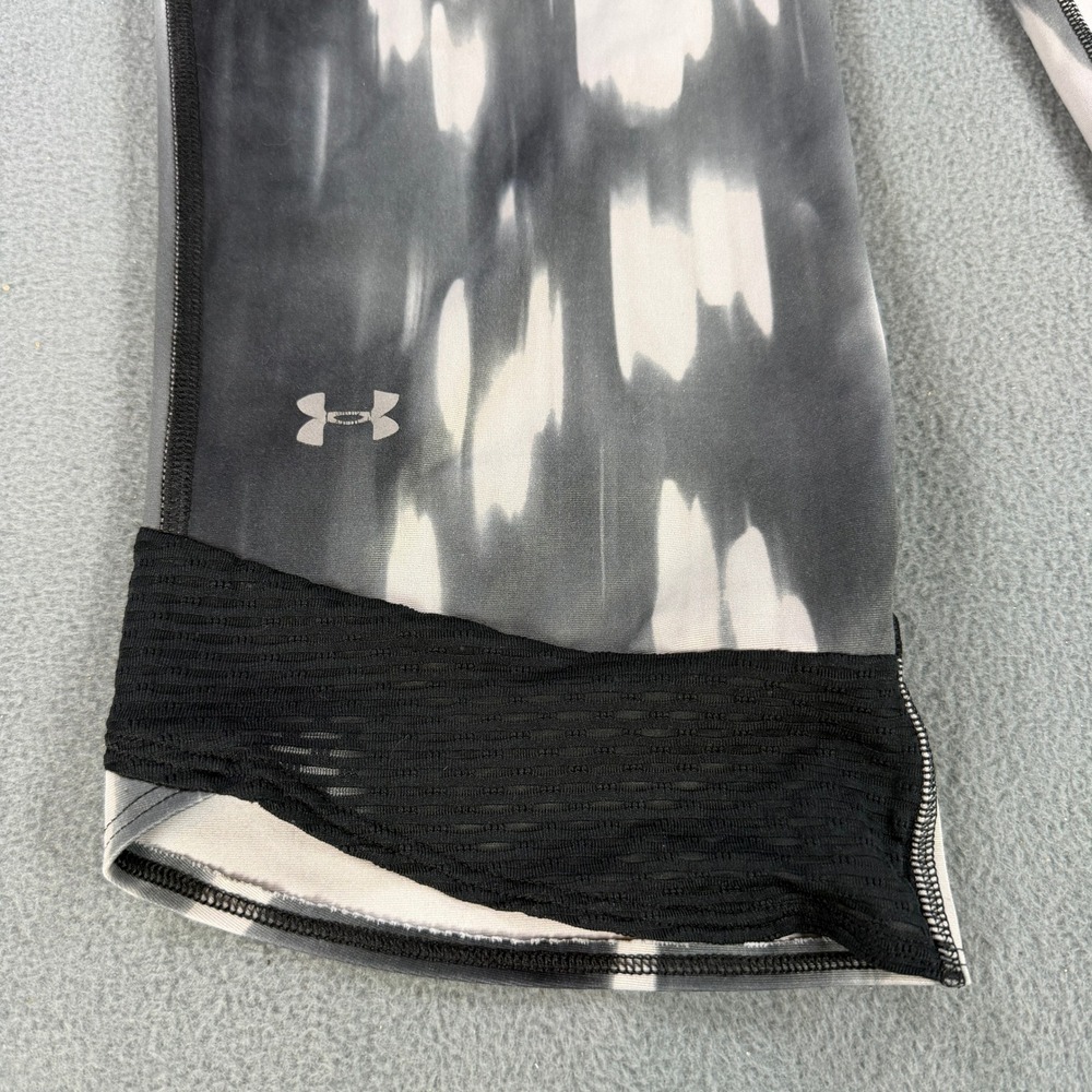 Under Armour Womens HeatGear Cropped Leggings Black White Abstract Print XL - Picture 3 of 8